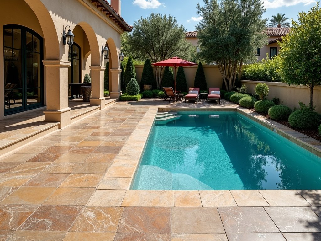 Noce Turkish travertine pool deck project