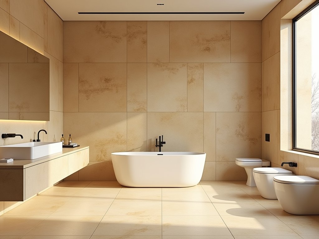 Yellow Turkish travertine bathroom project