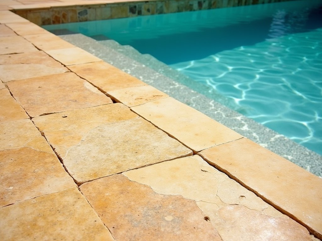 Yellow travertine pool application